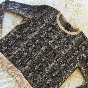 FATE animal print frayed edge sweater